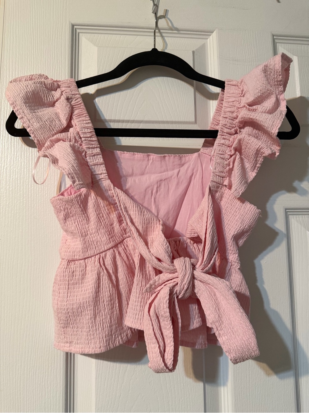 Pink Ruffled Square-Neck Top - Kids - Picture 3 of 4